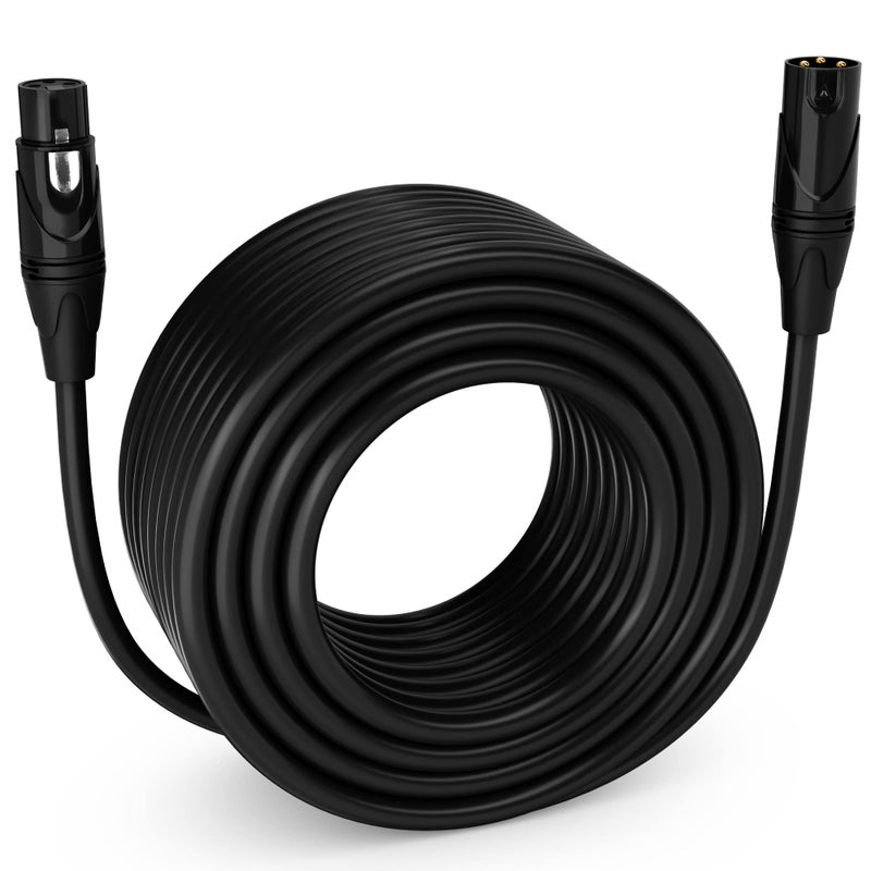 LyxPro 200 Feet XLR Microphone Cable Balanced Male to Female 3 Pin Mic Cord for Powered Speakers Audio Interface Professional Pro Audio Performance and Recording Devices - Black - Image 1